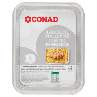 Vaschette in Alluminio Caldo Gelo con Coperchio 4 Porzioni 3 pezzi Conad