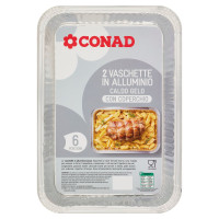 Vaschette in Alluminio Caldo Gelo con Coperchio 6 Porzioni 2 pezzi Conad