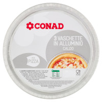 Vaschette in Alluminio Caldo Per Pizza 3 pezzi Conad