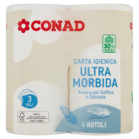 Carta Igienica Ultra Morbida 3 Veli 4 Rotoli Conad