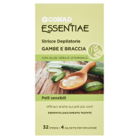 CONAD Essentiae Strisce Depilatorie Gambe e Braccia Pelli sensibili 32 Strisce   4 Salviette Post