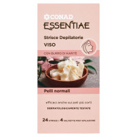 CONAD Essentiae Strisce Depilatorie Viso Pelli normali 24 Strisce   4 Salviette Post Epilazione