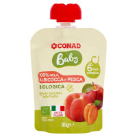CONAD Baby 100% Mela, Albicocca e Pesca Biologica 90 g