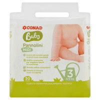 Pannolini Midi 4-9 kg taglia 3 30 pz Conad