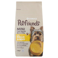 Mini Cani Adulti da 1 a 10 kg - Crocchette con Pollo & Riso 1,5 kg Petfriends Conad