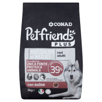 Petfriends Plus Taglia Medium e Maxi cani adulti da 11 kg in poi con suino 3 kg Conad