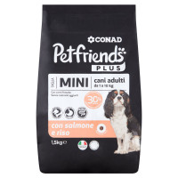 Petfriends Plus Taglia Mini cani adulti da 1 a 10 kg con salmone e riso 1,5 kg Conad