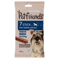 Stick per l'igiene dentale Taglia media 10/25kg - 7 pezzi 180g Petfriends Conad
