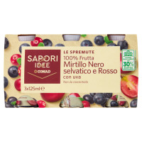 Le Spremute 100% Frutta Mirtillo Nero selvatico e Rosso con uva 3 x 125 ml Sapori & Idee Conad