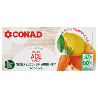 CONAD i Classici Bevanda ACE e Mela Senza Zuccheri Aggiunti* 3 x 200 ml
