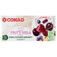 CONAD i Classici Bevanda Frutti Viola e Mela Senza Zuccheri Aggiunti* 3 x 200 ml
