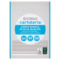CONAD cartoleria Carta Bianca di Alta Qualità A4 80 g/m² 500 pz