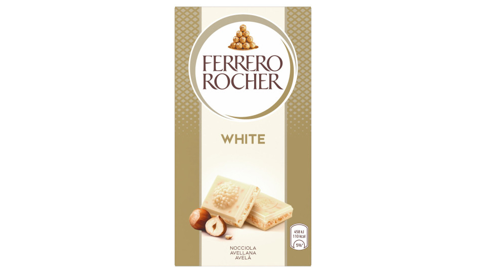 Ferrero Rocher White - Tavoletta di cioccolato bianco con ripieno alla nocciola 90 g