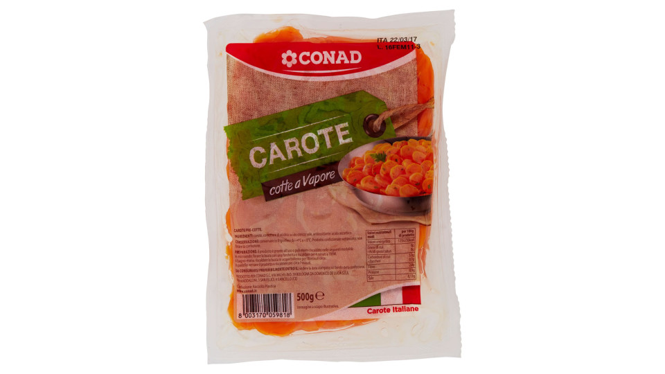 Carote cotte a Vapore 500 g Conad