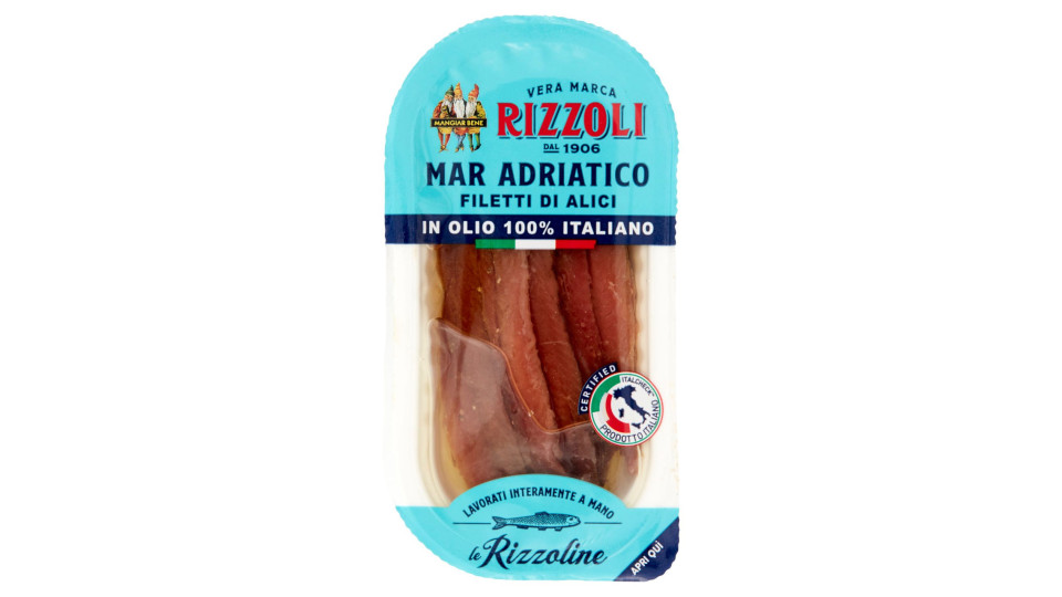 Rizzoli le Rizzoline Filetti di Alici Mar Adriatico in Olio 100% Italiano 40 g