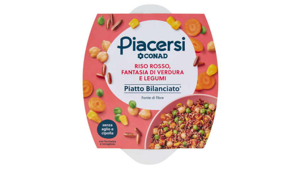 PIACERSI CONAD Riso Rosso, Fantasia di Verdura e Legumi 200 g