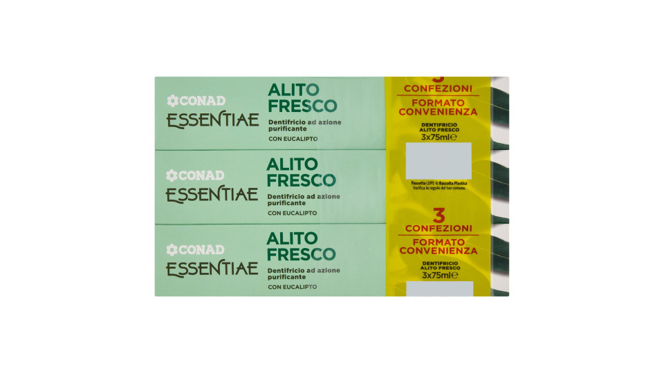 CONAD Essentiae Alito Fresco Dentifricio ad azione purificante 3 x 75 ml