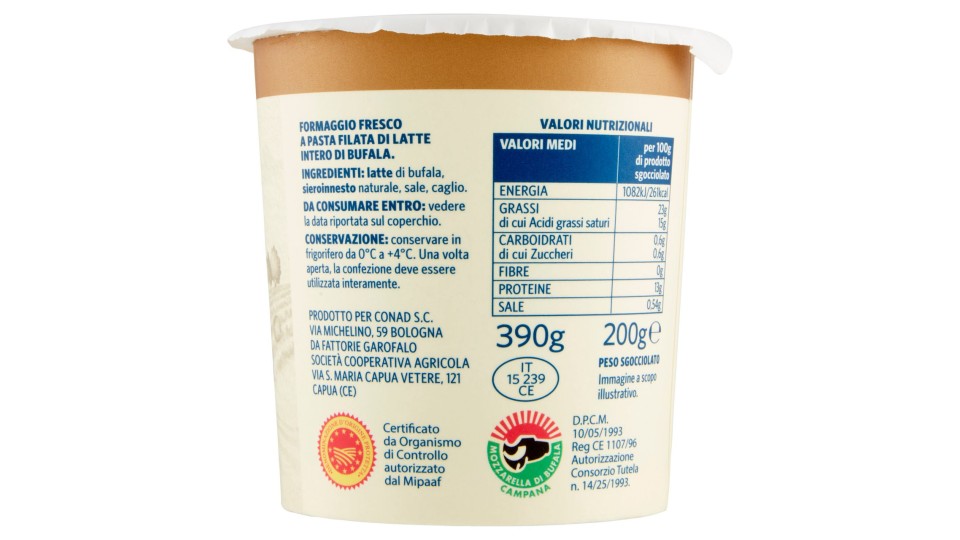 Mozzarella di Bufala Campana DOP 200 g Sapori & Dintorni Conad
