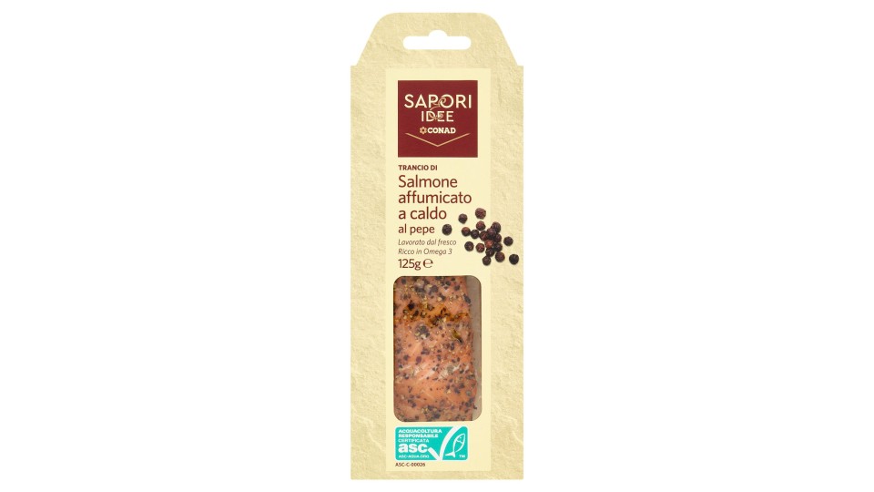 SAPORI & IDEE CONAD Trancio di Salmone affumicato a caldo al pepe 125 g