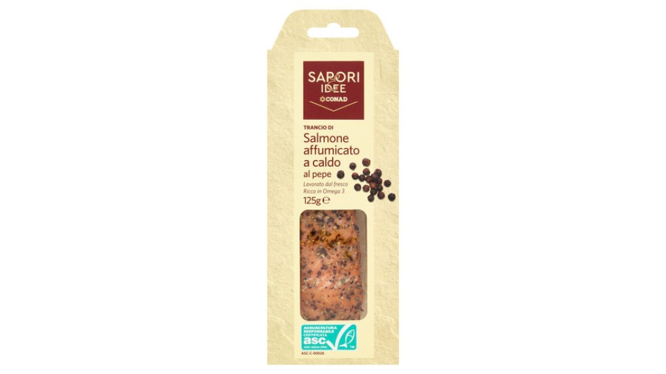 SAPORI & IDEE CONAD Trancio di Salmone affumicato a caldo al pepe 125 g