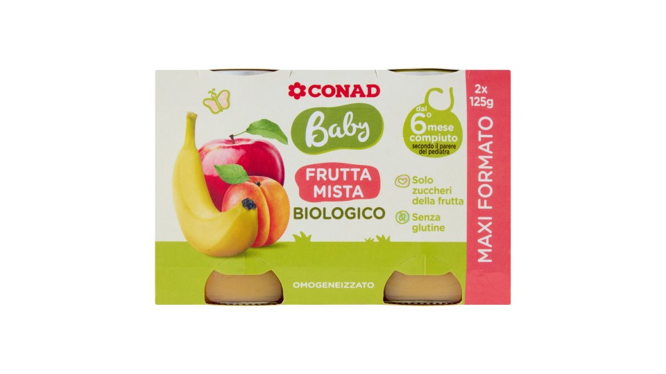 Baby Frutta Mista Biologico Omogeneizzato 2 x 125 g Conad