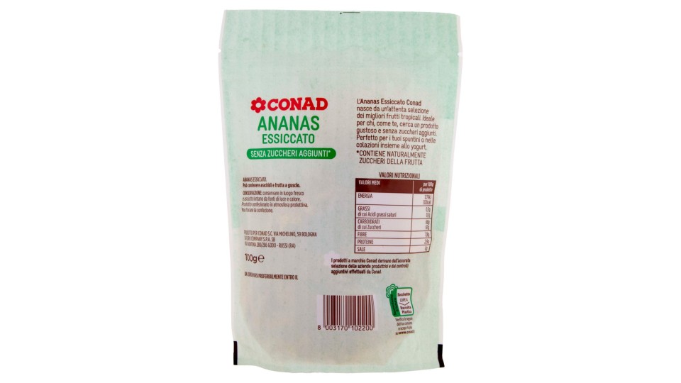 CONAD Ananas Essiccato Senza Zuccheri Aggiunti* 100 g