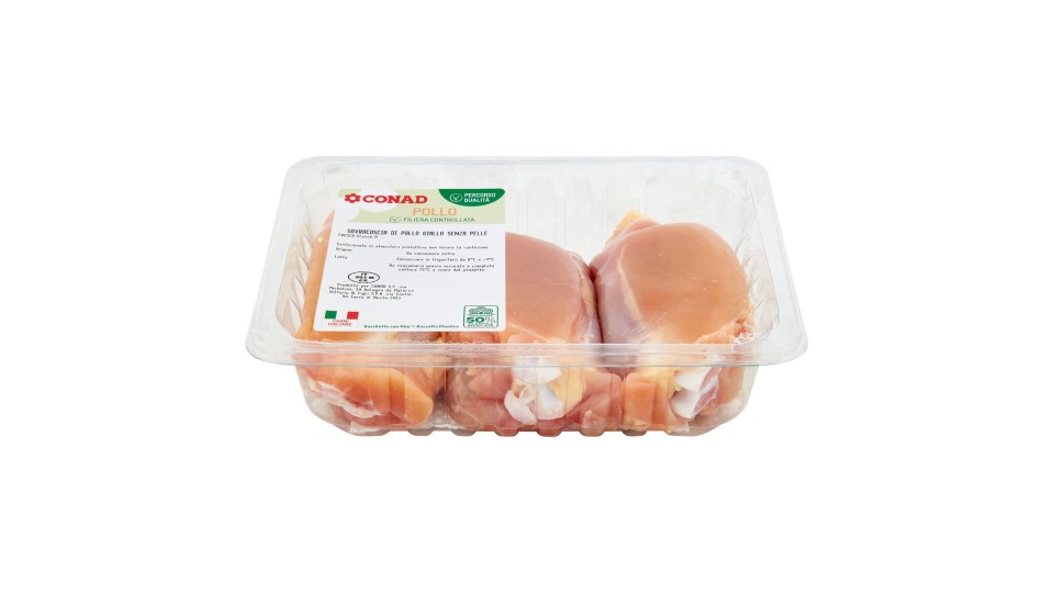 CONAD Percorso Qualità Sovracoscia di Pollo Giallo Senza Pelle 0,450 kg