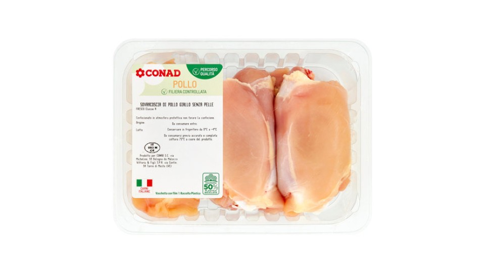 CONAD Percorso Qualità Sovracoscia di Pollo Giallo Senza Pelle 0,450 kg