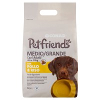 Medio/Grande Cani Adulti oltre 10 kg con Pollo & Riso 3 kg Petfriends Conad