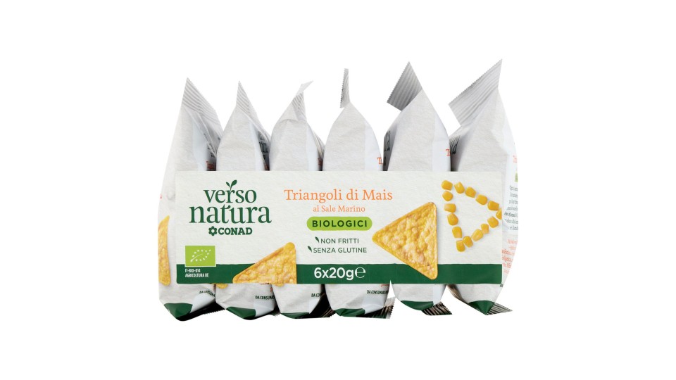 CONAD VERSO NATURA Triangoli di Mais al Sale Marino Biologici 6 x 20 g