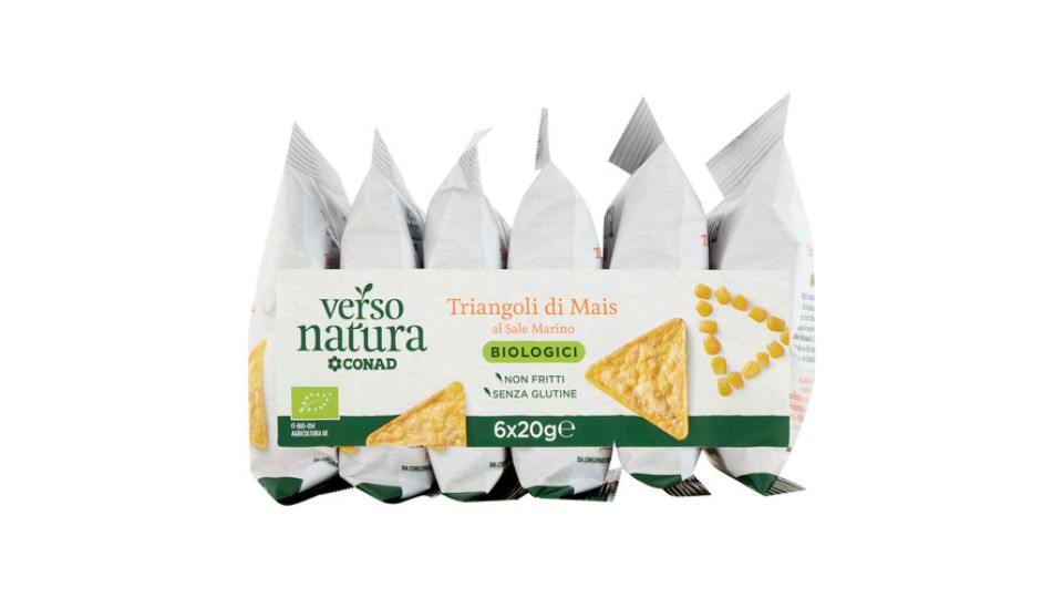 CONAD VERSO NATURA Triangoli di Mais al Sale Marino Biologici 6 x 20 g