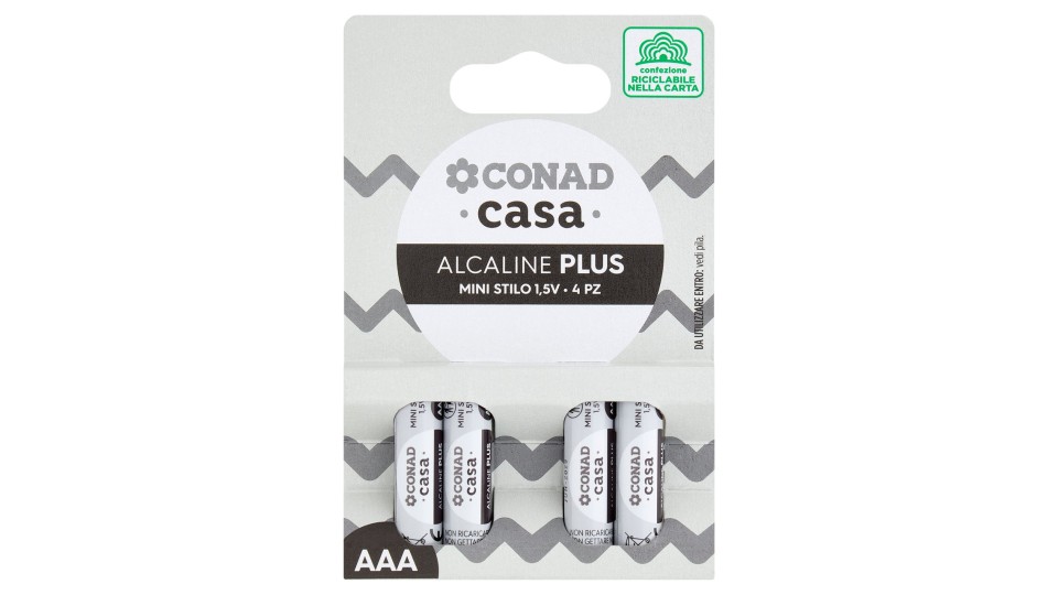 CONAD casa Pile Alcaline Plus Mini Stilo 1,5V 4 pz