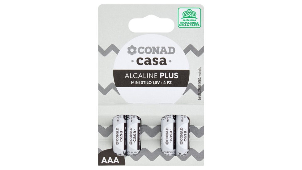 CONAD casa Pile Alcaline Plus Mini Stilo 1,5V 4 pz