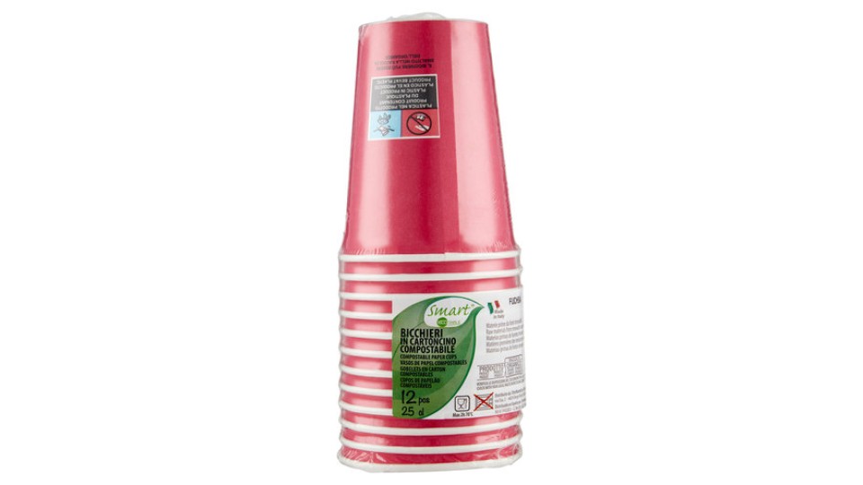 Smart Ecotable Bicchieri in Cartoncino Compostabile Fuchsia 12 pz