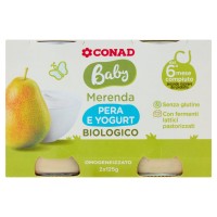 Baby Merenda Pera e Yogurt Biologico Omogeneizzato 2 x 125 g Conad