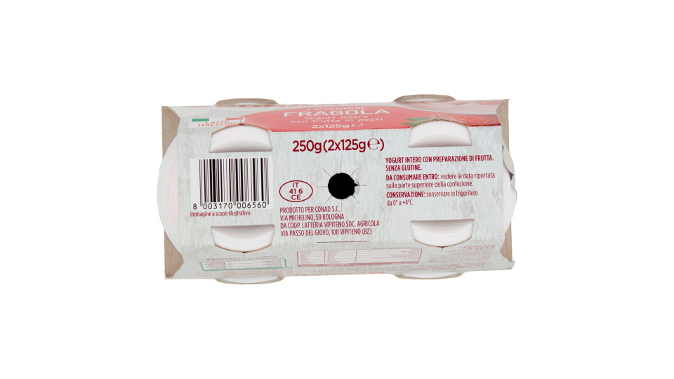 I Cremosi Yogurt intero con frutta in pezzi Fragola 2 x 125 g Conad