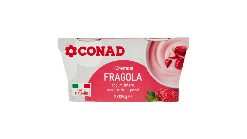 I Cremosi Yogurt intero con frutta in pezzi Fragola 2 x 125 g Conad