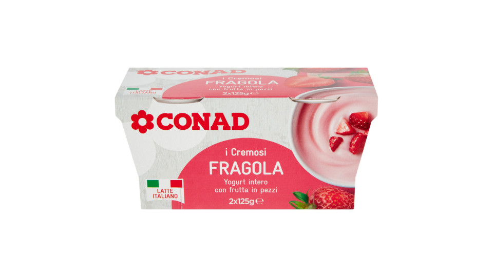 I Cremosi Yogurt intero con frutta in pezzi Fragola 2 x 125 g Conad