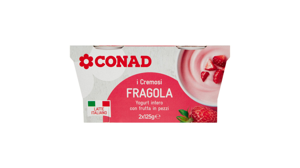 I Cremosi Yogurt intero con frutta in pezzi Fragola 2 x 125 g Conad