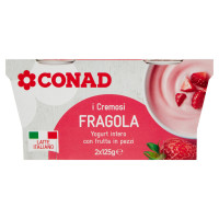 I Cremosi Yogurt intero con frutta in pezzi Fragola 2 x 125 g Conad