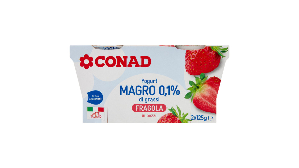 CONAD Yogurt Magro 0,1% di grassi Fragola in pezzi 2 x 125 g