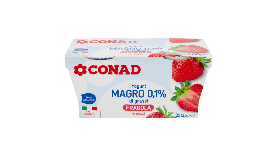 CONAD Yogurt Magro 0,1% di grassi Fragola in pezzi 2 x 125 g