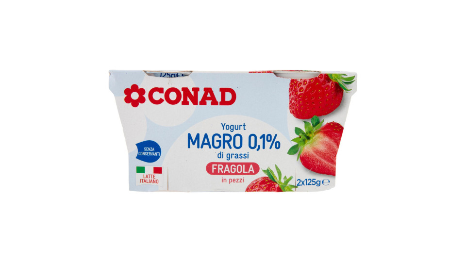 CONAD Yogurt Magro 0,1% di grassi Fragola in pezzi 2 x 125 g