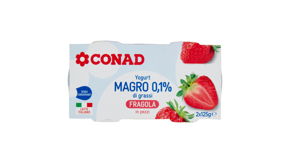 CONAD Yogurt Magro 0,1% di grassi Fragola in pezzi 2 x 125 g