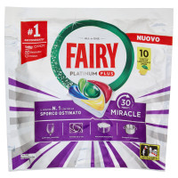 Fairy Pastiglie Lavastoviglie Platinum Plus All In One Miracle, Detersivo Piatti Limone 10 Caps 164g