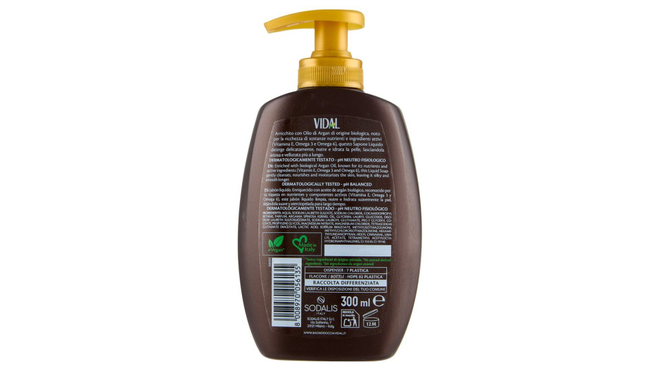 Vidal - Sapone Liquido, Olio di Argan