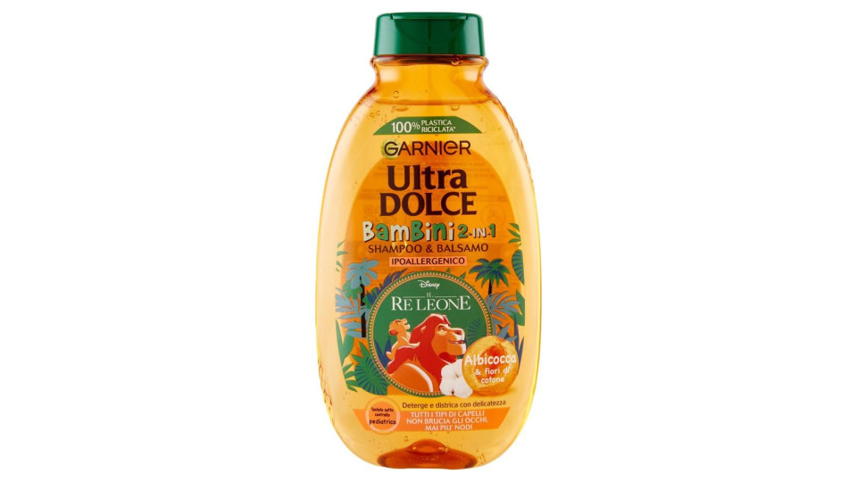 Garnier Ultra Dolce Bambini all' Albicocca e Fiori di Cotone Shampoo 2in1 per Bambini