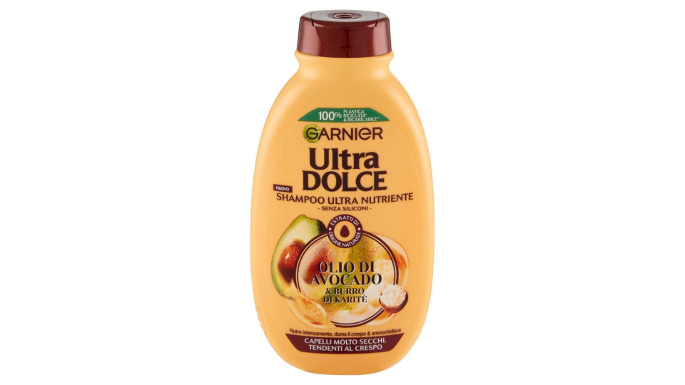Garnier Ultra Dolce all'Olio di Avocado e Burro di Karité Shampoo per Capelli Ricci o Mossi