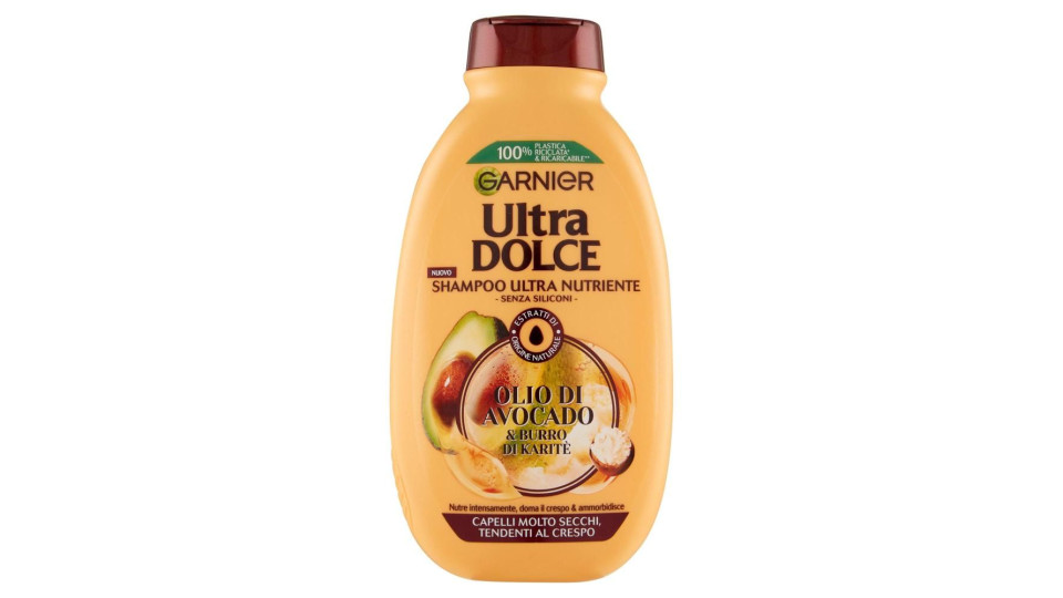 Garnier Ultra Dolce all'Olio di Avocado e Burro di Karité Shampoo per Capelli Ricci o Mossi