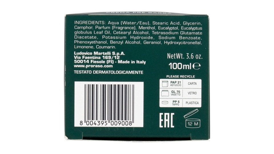 Proraso - Crema per Barba, Rinfrescante e Tonificante 